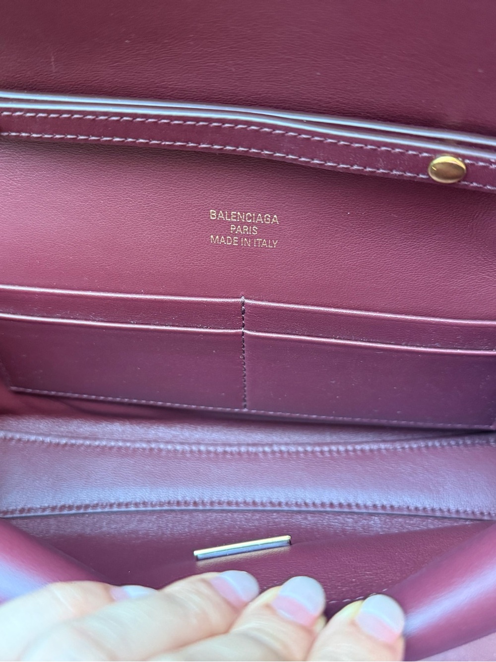 Balenciaga Smooth Calfskin Small Bel Air Clutch On Strap Burgundy - Picture 7 of 9